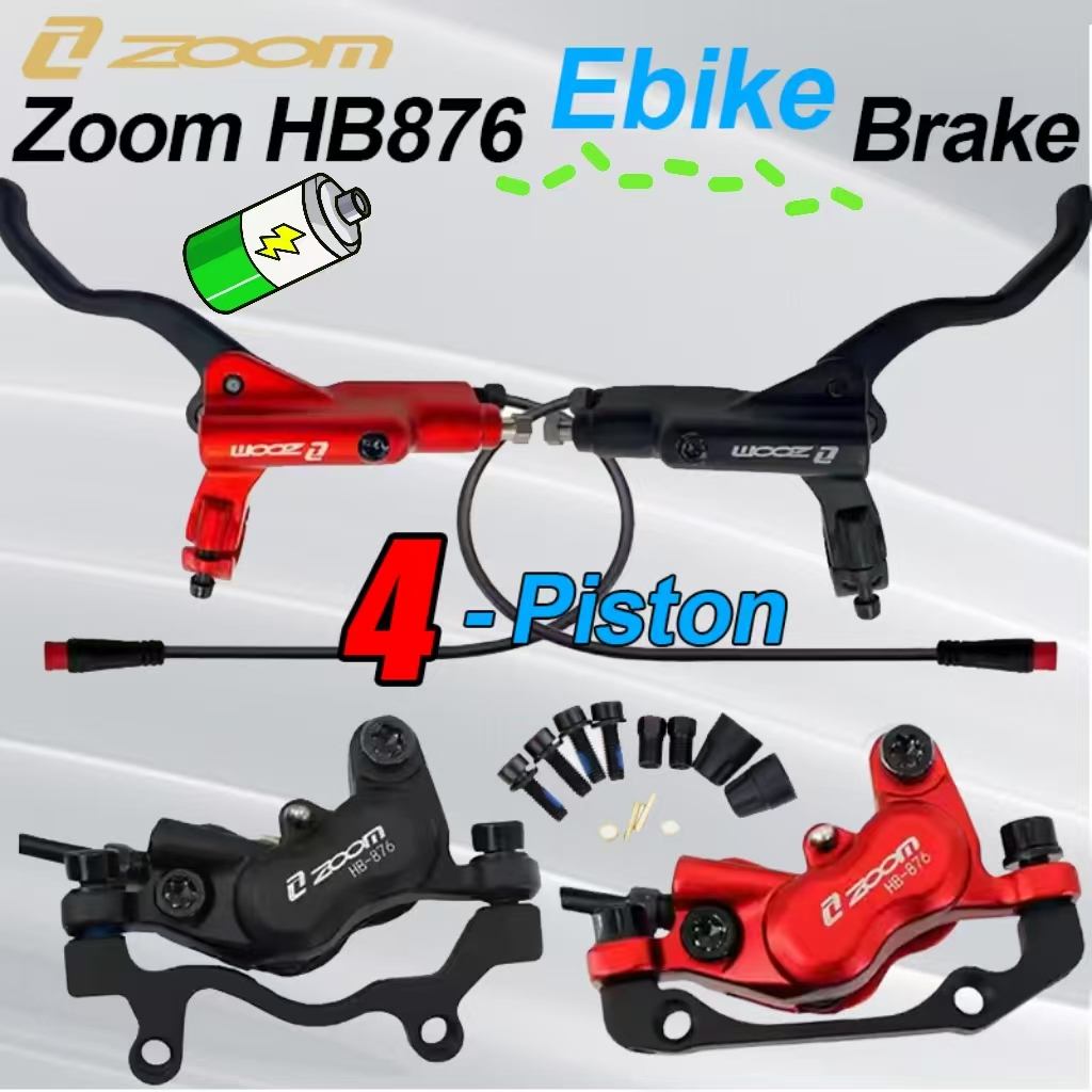 Zoom Hydraulic Brake 4 Piston E-Scooter - ซูม HB-876E E-Bike 4 ลูกสูบไฮดรอลิกชุดเบรคไฟฟ้าสกู๊ตเตอร์พับ Mtb