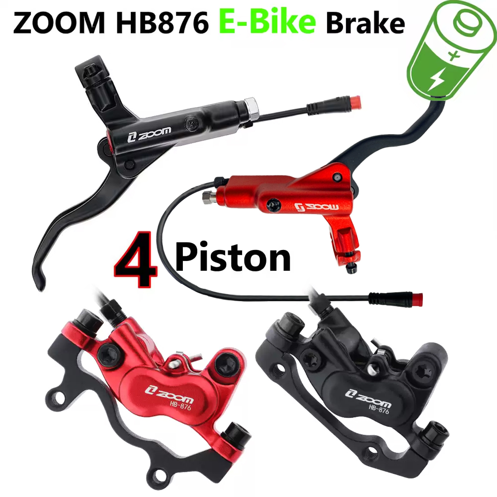 Zoom Hydraulic Brake 4 Piston E-Scooter - ชุดเบรกไฮดรอลิก 4 ลูกสูบ ZOOM HB-876E สำหรับจักรยานไฟฟ้า