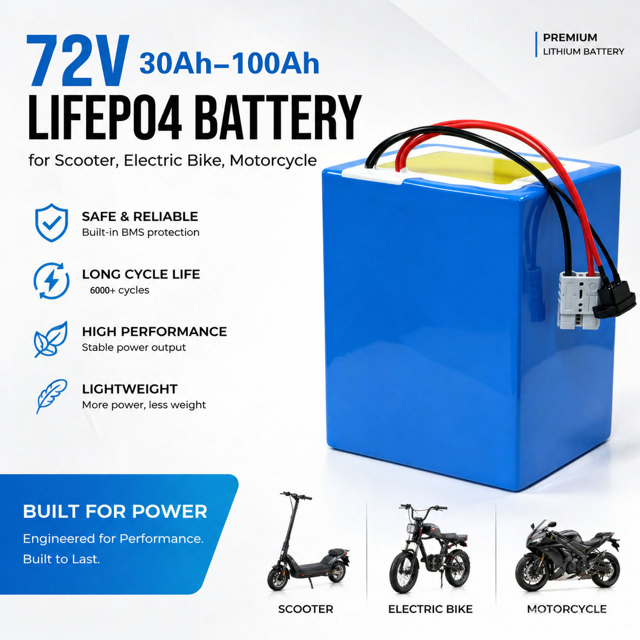 72V 30Ah Lifepo4 Battery Pack - แบตเตอรี่ลิเธียม LiFePO4 72V 50Ah 60Ah 40Ah
