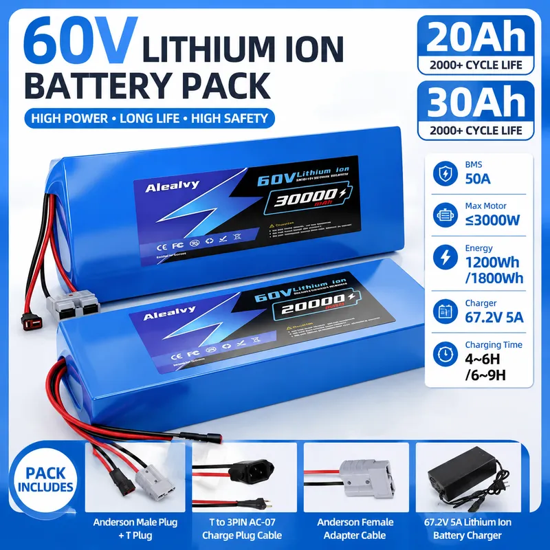 แบตเตอรี่ลิเธียม Aleaivy 60V 2 - 60V 30Ah 21700 Battery Pack บทวิจารณ์และราคา