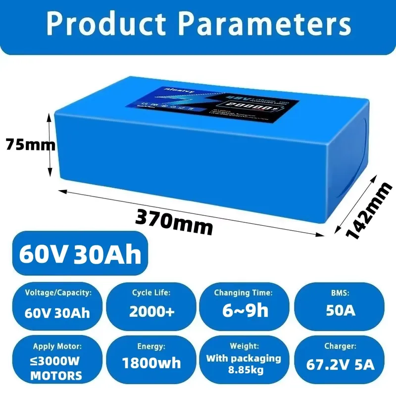 แบตเตอรี่ลิเธียม Aleaivy 60V 2 - 60V 30Ah 21700 Battery Pack บทวิจารณ์และราคา