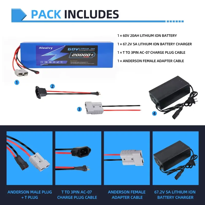 แบตเตอรี่ลิเธียม Aleaivy 60V 2 - 60V 30Ah 21700 Battery Pack บทวิจารณ์และราคา