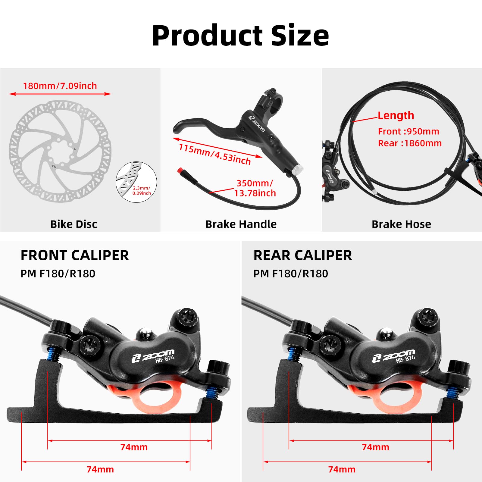 ชุดเบรกไฮดรอลิก ZOOM HB876E, ช - Zoom Hydraulic Brake 4 Piston E-Scooter บทวิจารณ์และราคา